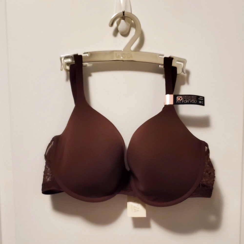 2/$36 👙 38c dark brown so free bra with lace wing